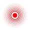 Pain circle red icon for medical painkiller drug medicine. Vector red circles target spot symbol for pill medication