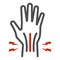 Pain in hand line icon, Body pain concept, injury in hand joint sign on white background, Human hand and wrist pain