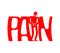 Pain symbol lettering. Sick person. Typography Letters and Disease Human