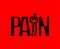 Pain symbol lettering. Sick person. Typography Letters and Disease Human