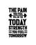 The pain you feel today will be the strength you feel tomorrow. Hand drawn typography poster design