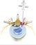 Painful herniated disk, minimally invasive therapy, medically 3D ilustration on white background