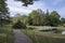 Painshill Park path down to wooden bridge