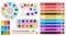 Paint arts tool kit. Watercolor painting design artists supplies, draw materials. Painter art tools