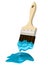 Paint brush with blue paint stroke