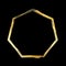 Paint brush golden heptagon icon on black backdrop. Geometric frame. Simple style. Vector illustration. Stock image.