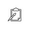 Paint brush and paper clipboard line icon