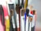 Paint brushes. Painting materials. Concept of artistic, art education and creativity. Selective focus. Copy space.