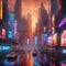 Paint a bustling cyber city where holographic billboards and flying cars create a vibrant scene1