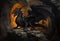 Paint Closeup: Dragon Rock, Fire Background