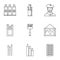 Paint drawing icons set, outline style