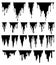 Paint dripping liquid. Flowing oil stain. Set of black drips. Abstract flow stencil. Vector illustration on white