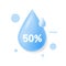Paint drop 3d icons. 50 percent off sale tag. Discount offer price sign. Special offer symbol. Blue blob. Discount promotion.