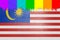 Paint rainbow flag is dripping over the national flag of Malaysia