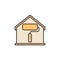 Paint Roller inside House colored icon - vector symbol