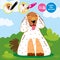 Paint spaniel dog in color. Game for small children. Develop care drawing skills with game. Coloring. For childrens