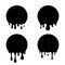Paint splash stickers. Circle drop milk logo. Paint black vector flows