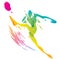 Paint splashing - Soccer player kicking the ball