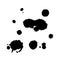 Paint stain icon  isolated stamp texture. Black drawing ink blots design. Watercolor splatter on white backdrop.  Abstract