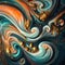Paint Swirls in Beautiful Teal and Orange colors, with Gold Powder