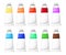 Paint Tubes Set Vector Illustration Cartoon Art materials icons set easel paint palette