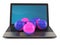 Paintball balls with laptop