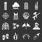 Paintball icons set grey vector