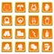 Paintball icons set orange square vector