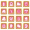 Paintball icons set pink square vector