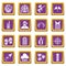 Paintball icons set purple