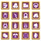 Paintball icons set purple square vector