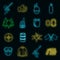 Paintball icons set vector neon