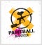 Paintball Marker Gun Vector Splat Banner on Grunge Background
