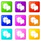 Paintball splash blob icons set 9 color collection