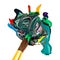 Paintbrush blends multicolored watercolors