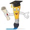 Paintbrush Character with Graduation Hat