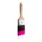 Paintbrush loaded with pink color dripping off the bristles.