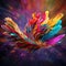 Paintbrushes in Motion: A Rainbow of Colors Takes Flight