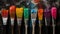 Paintbrushes and seven different colors