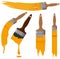 Paintbrushes with yellow paint