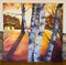 Painted artwork - birch trees forest on canvas