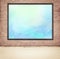 Painted blue watercolor picture with wooden frame
