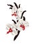 Painted bouquet of garden orchid flowers on white background.