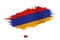 Painted brushstroke flag of Armenia with waving effect