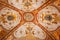 Painted ceilings of famous Bologna arcades in Italy