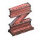 Painted construction of steel beams font. Letter Z.