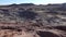 The Painted Desert on a sunny day. Diverse sedimentary rocks and clay washed out by water. Petrified Forest National Park, USA,