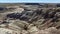 The Painted Desert on a sunny day. Diverse sedimentary rocks and clay washed out by water. Petrified Forest National Park, USA,