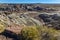 The Painted Desert on a sunny day. Diverse sedimentary rocks and clay washed out by water. Petrified Forest National Park, USA,