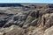 The Painted Desert on a sunny day. Diverse sedimentary rocks and clay washed out by water. Petrified Forest National Park, USA,